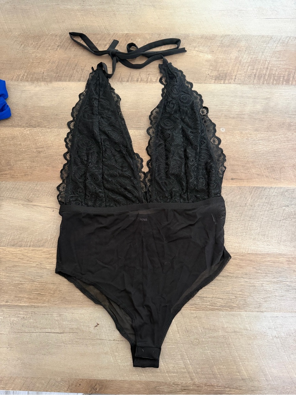 Black Lace Halter Bodysuit